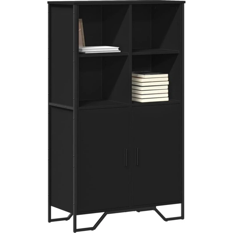 vidaXL højskab 79,5x35,5x137,5 cm konstrueret træ, sort