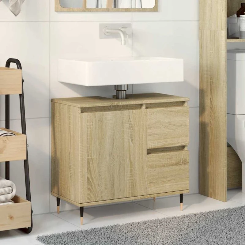 vidaXL underskab til badeværelse 65x33x60 cm, sonoma-eg
