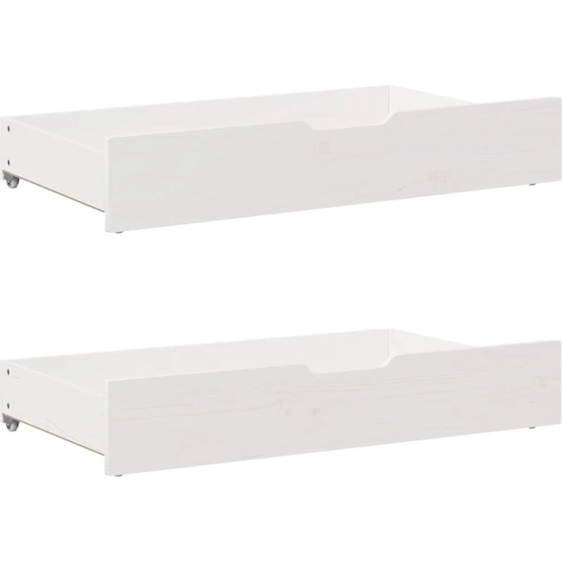 vidaXL sengeskuffer 2 stk. 90x55x17 cm hvid massivt fyrretræ