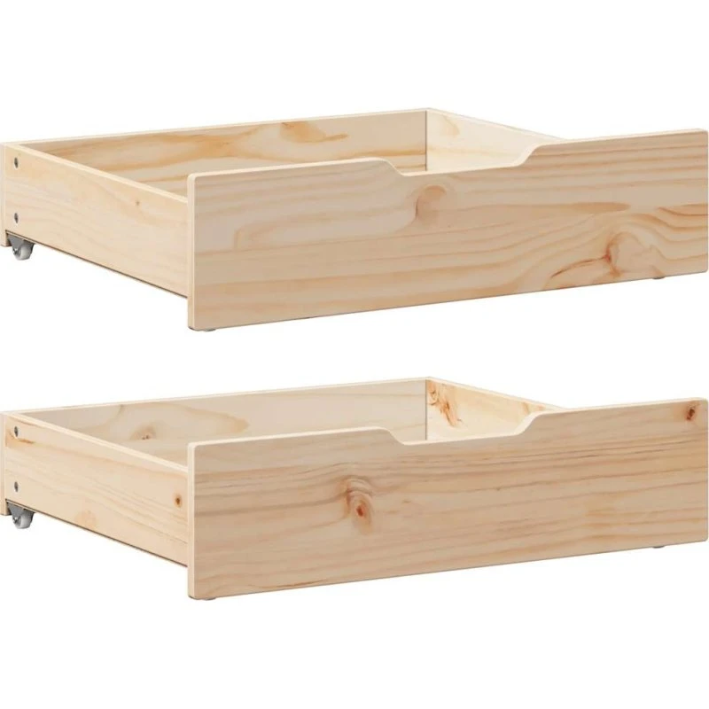 vidaXL sengeskuffer 2 stk. 65x55x16 cm massivt fyrretræ