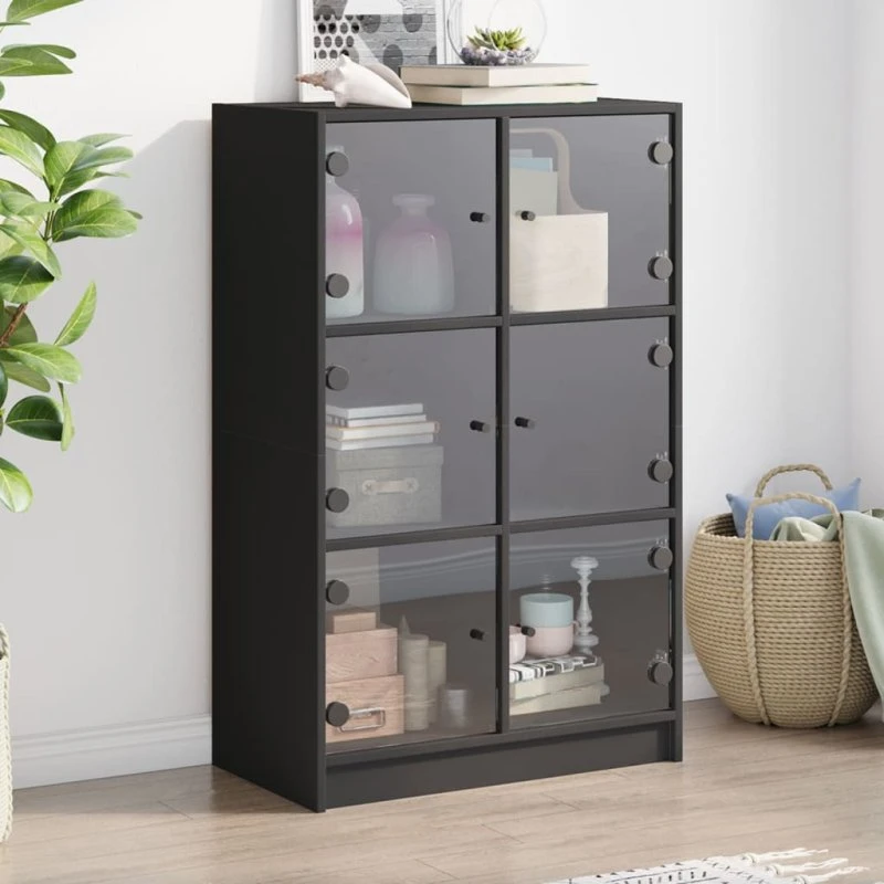 vidaXL skab med låger 68x37x109 cm konstrueret træ, sort