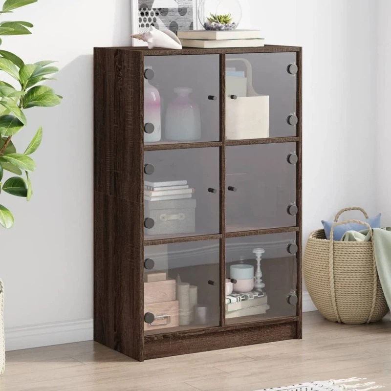 vidaXL skab med låger 68x37x109 cm, konstrueret træ brun