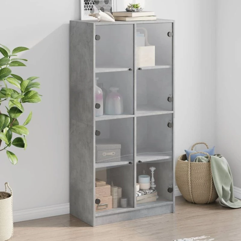 vidaXL skab med låger 68x37x142 cm konstrueret træ, betongrå