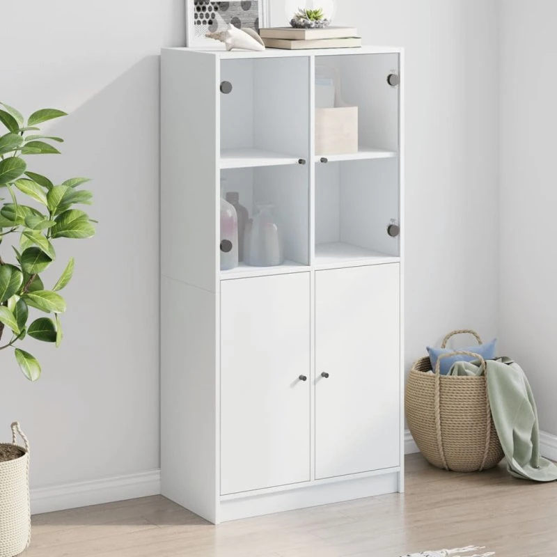vidaXL skab med låger 68x37x142 cm hvid (konstrueret træ)