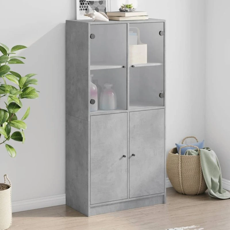 vidaXL skab med låger 68x37x142 cm - betongrå