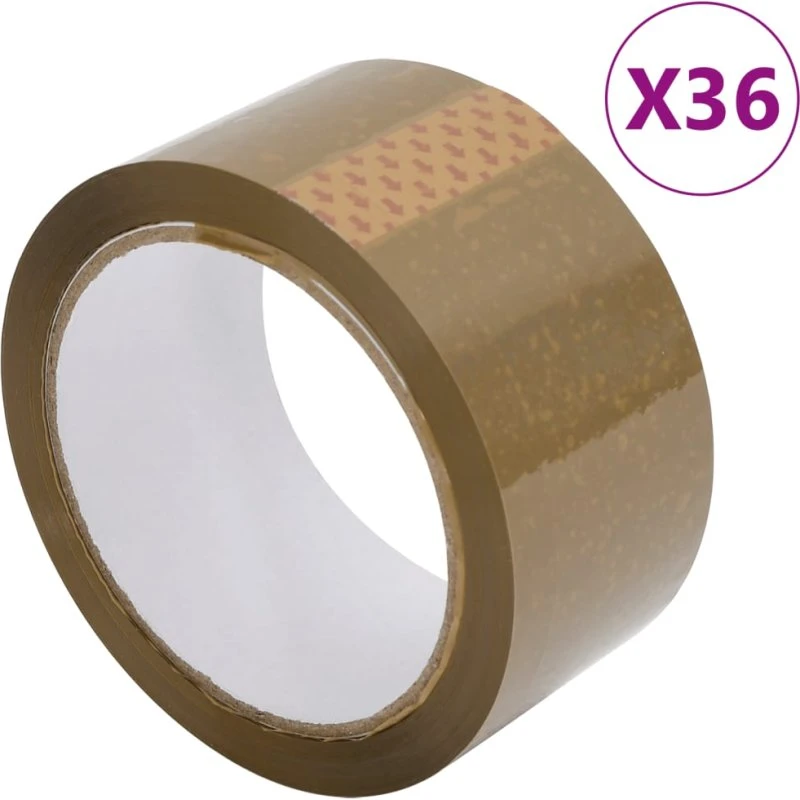 vidaXL pakketape 36 stk. 48 mm x 66 m, brun