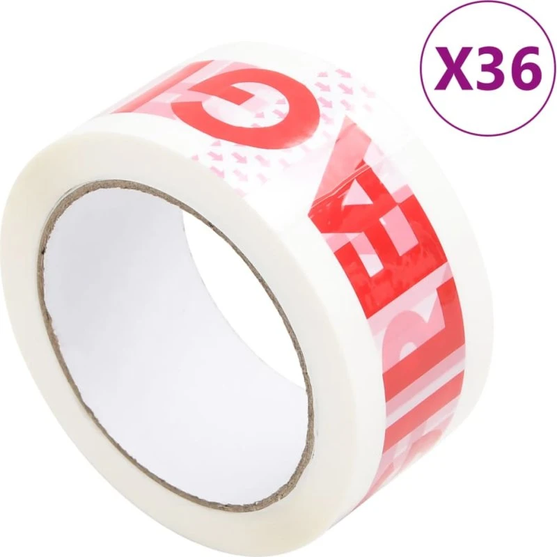 vidaXL pakketape 36 stk. 48 mm x 66 m FRAGILE (hvid)