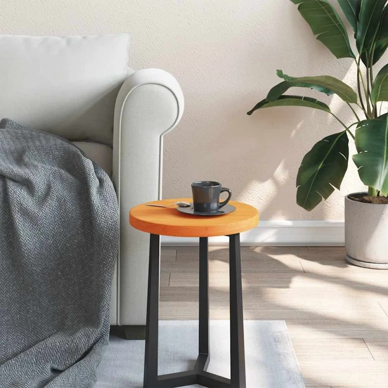 vidaXL bordplade rund Ø30x2,5 cm i massivt fyrretræ, gyldenbrun