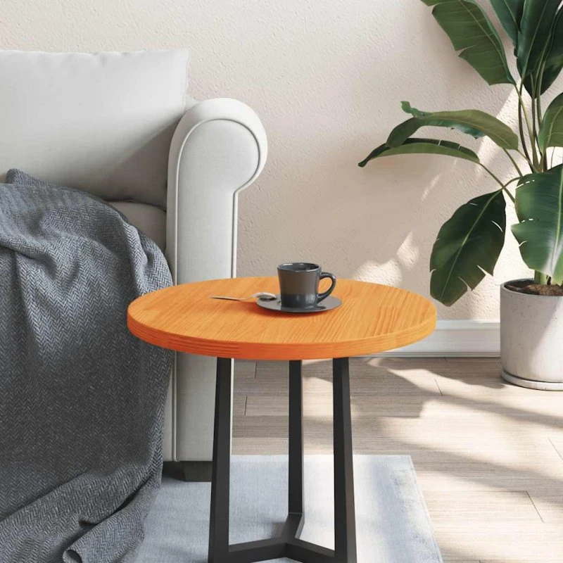 vidaXL rund bordplade Ø50x2,5 cm - massivt fyrretræ, gyldenbrun