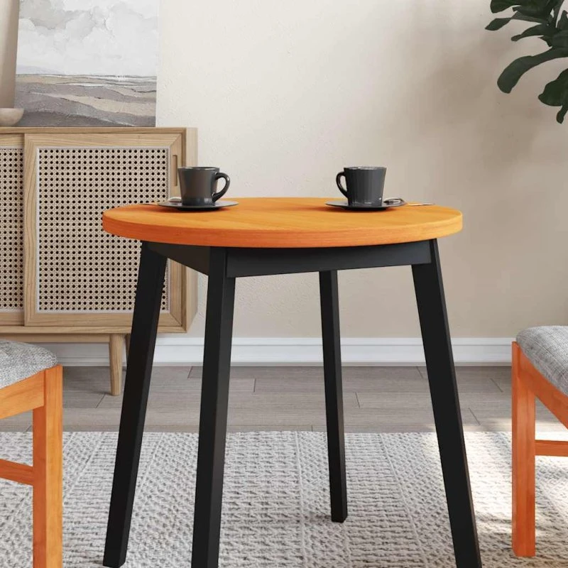 vidaXL bordplade rund Ø60x2,5 cm massivt fyrretræ gyldenbrun