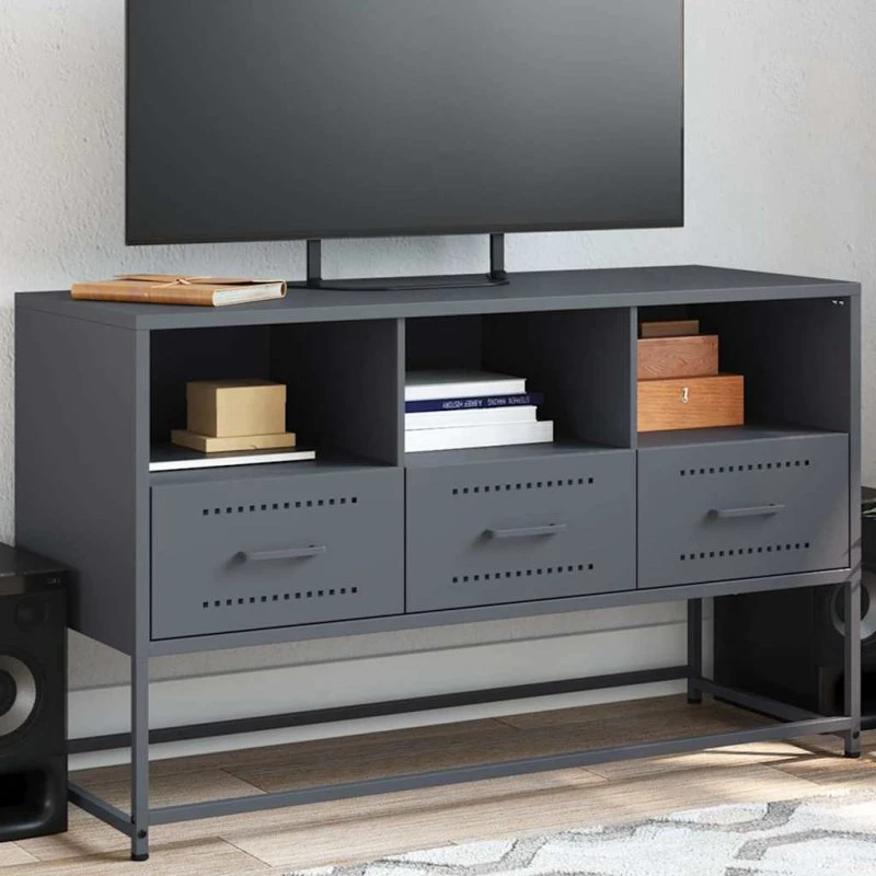 vidaXL TV-bord 100,5x39x60,5 cm stål antracitgrå