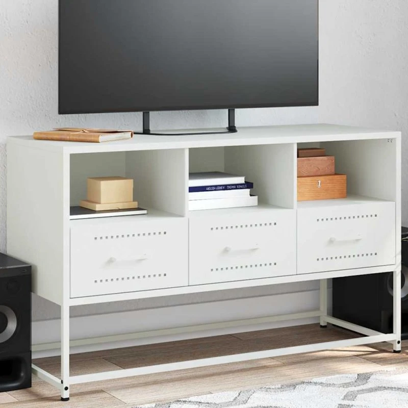 vidaXL TV-bord 100,5x39x60,5 cm stål hvid