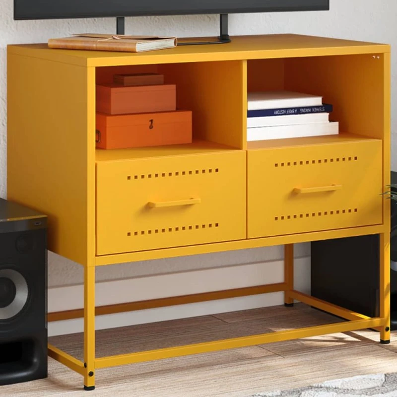vidaXL TV-bord 68x39x60,5 cm stål sennepsgul