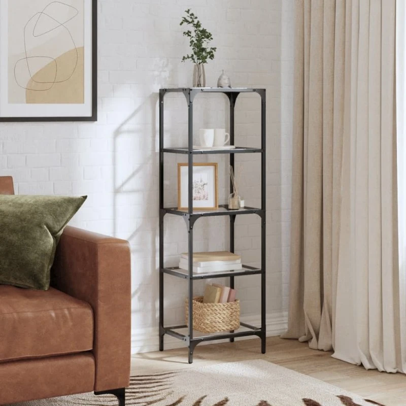 vidaXL opbevaringsreol med glastop 40x30x123 cm, stål