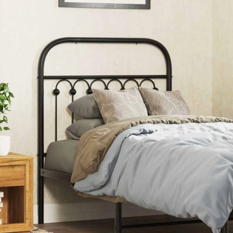 vidaXL sengegavl 75 cm metal, sort