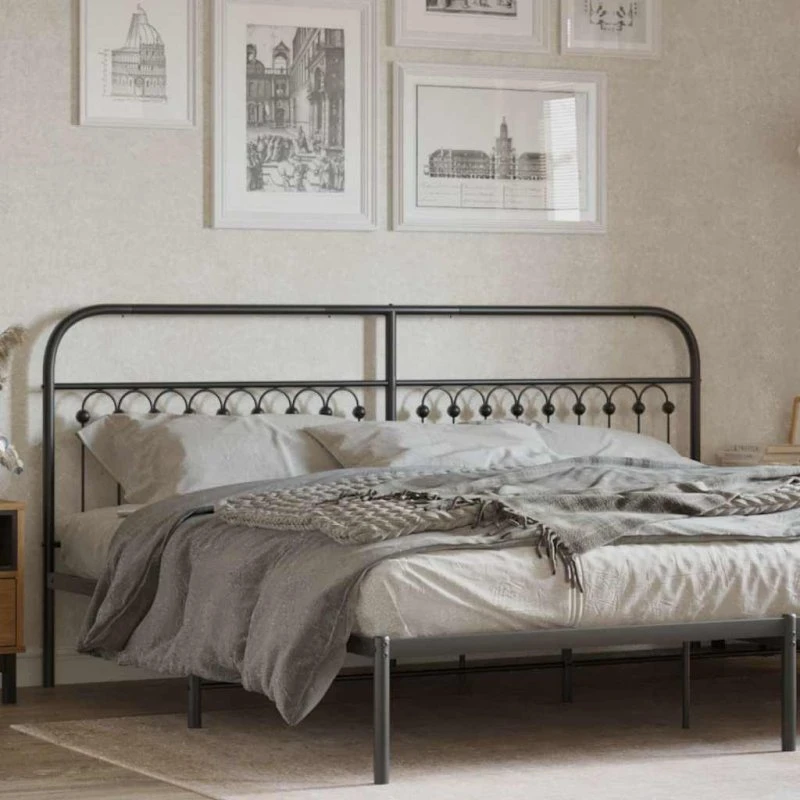 vidaXL sengegavl 193 cm metal sort