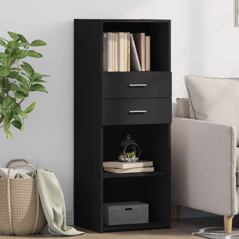 vidaXL højskab 45x42,5x124 cm konstrueret træ, sort