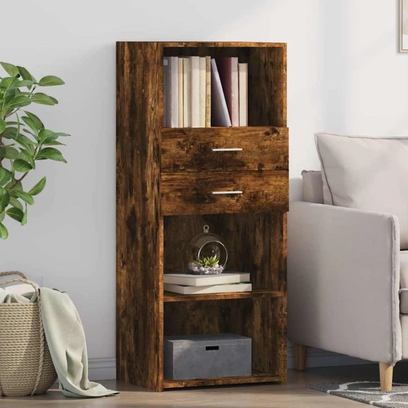 vidaXL højskab 50x42,5x124 cm konstrueret træ, røget eg