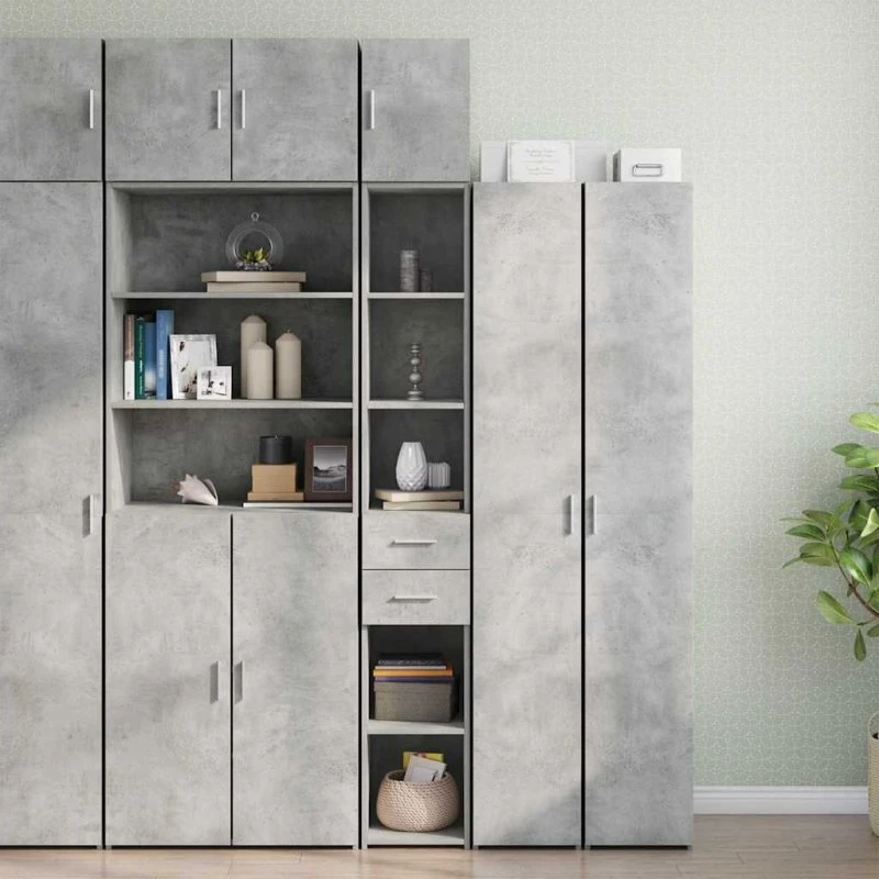 vidaXL smalt skab 30x42,5x225 cm konstrueret træ betongrå
