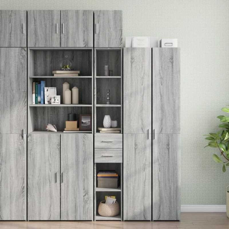 vidaXL smalt skab 30x42,5x225 cm konstrueret træ, grå Sonoma-eg