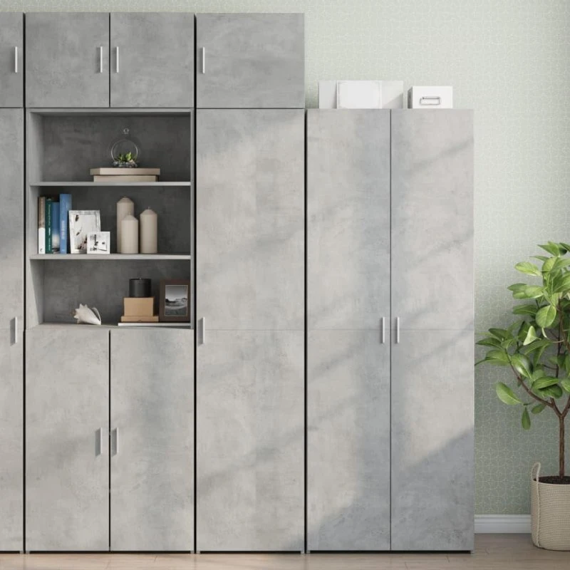 Konstrueret træ Skab 45x42,5x225 cm - smalt betongrå