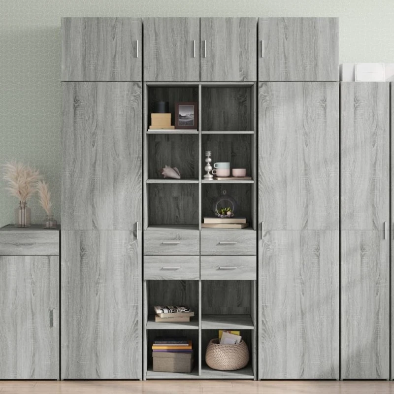 vidaXL skab 70x42,5x225 cm konstrueret træ, grå Sonoma-eg