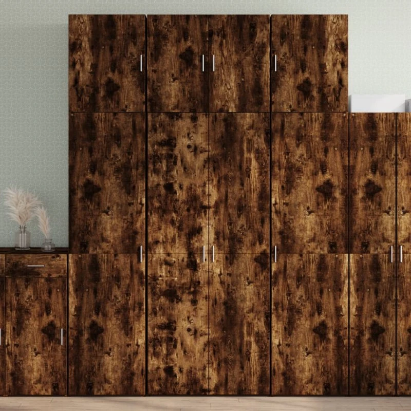 vidaXL højskab 80x42,5x249 cm konstrueret træ, røget eg