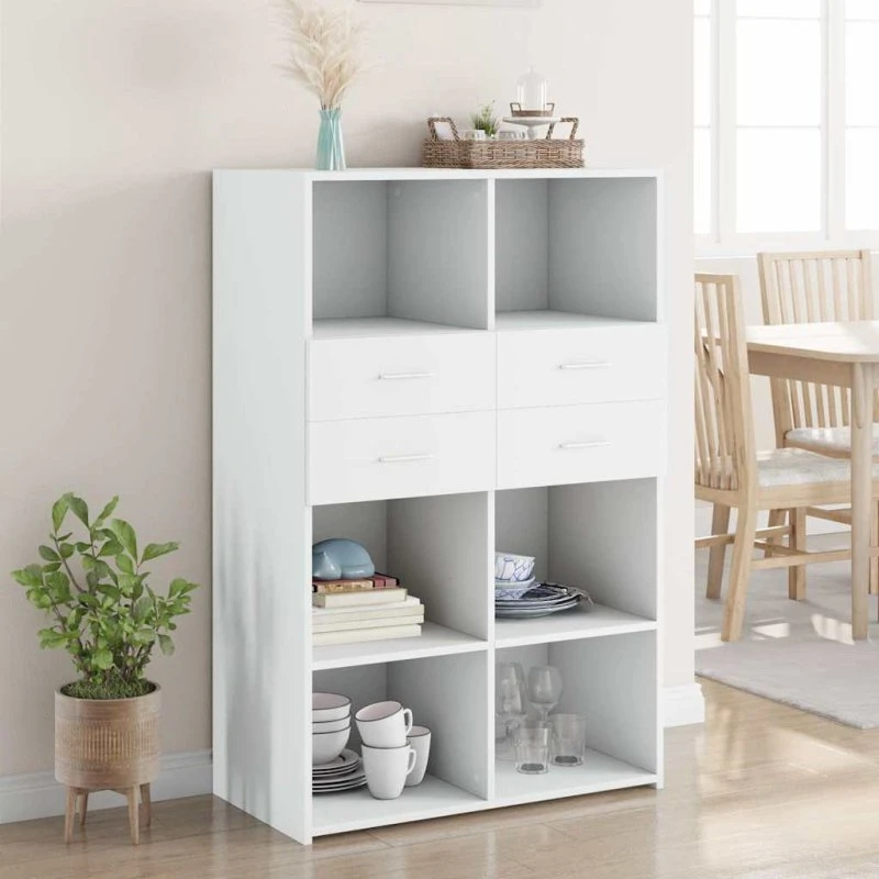 vidaXL reol 80x42,5x124 cm konstrueret træ hvid
