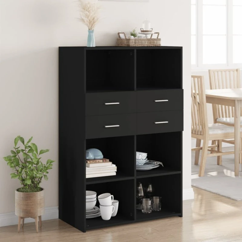 vidaXL reol 80x42,5x124 cm konstrueret træ, sort