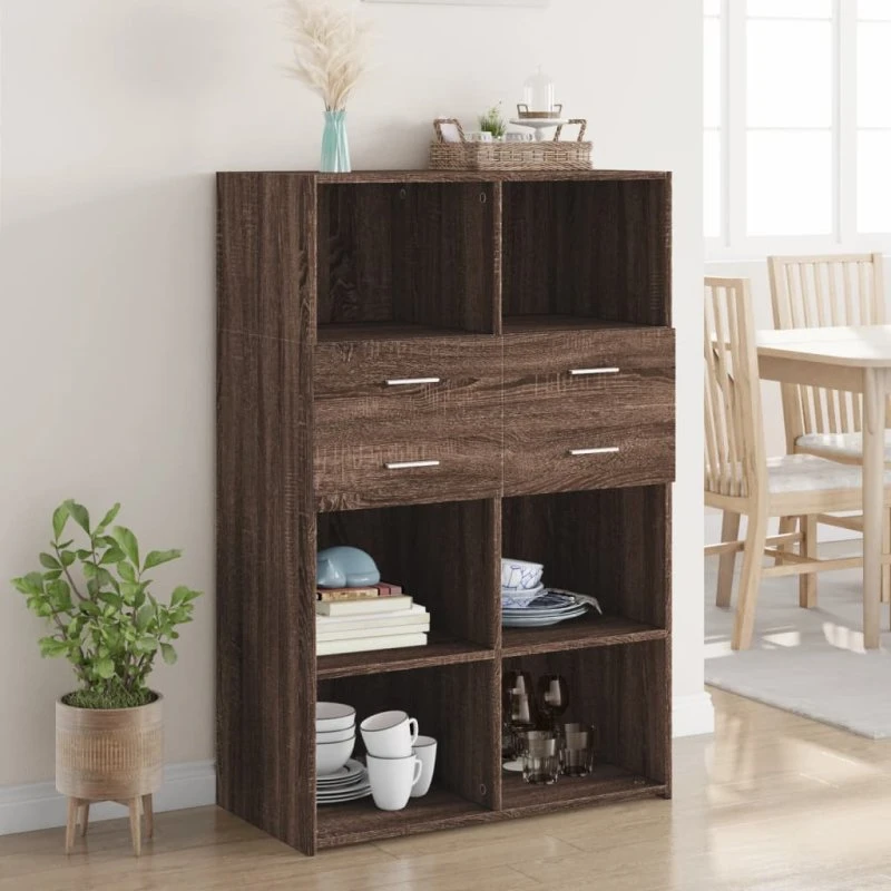 vidaXL reol 80x42,5x124 cm brun egetræsfarve