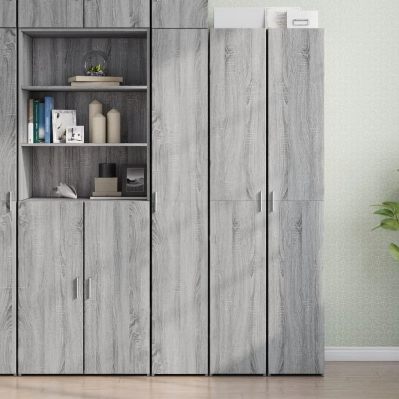 vidaXL reol 30x42,5x185 cm konstrueret træ, grå sonoma-eg