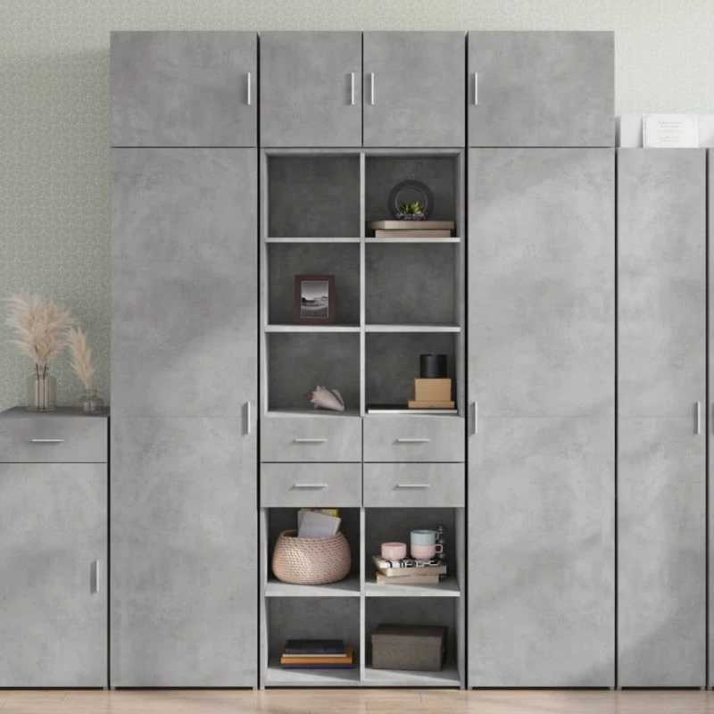 vidaXL Højskab 70x42,5x185 cm konstrueret træ, betongrå