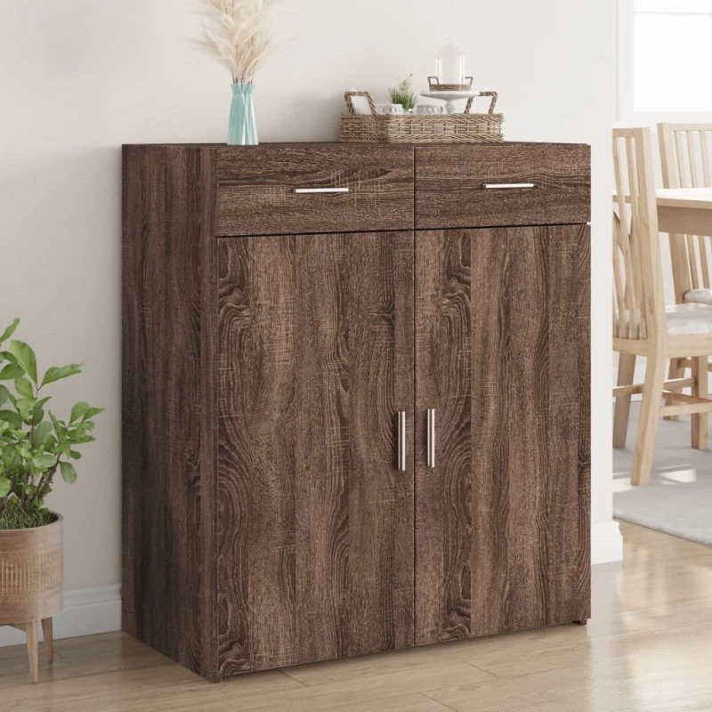 vidaXL skænk 80x42,5x93 cm i konstrueret træ, brun egetræ