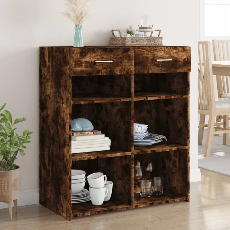 vidaXL skænk 80x42,5x93 cm konstrueret træ, røget eg