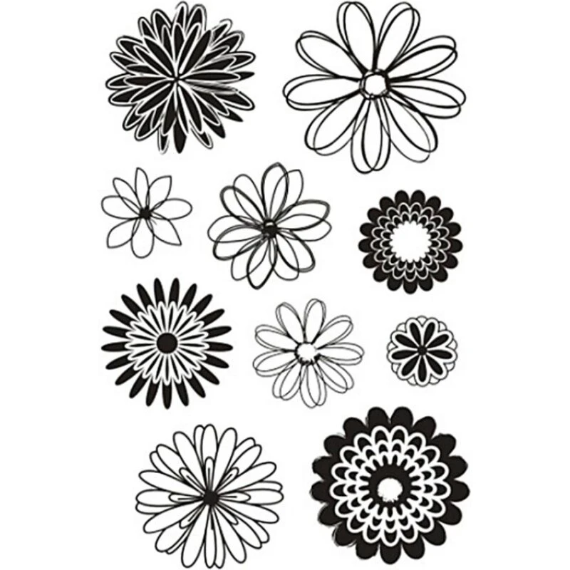 Silikonestempler blomster 11x15,5 cm – clear stamp ark