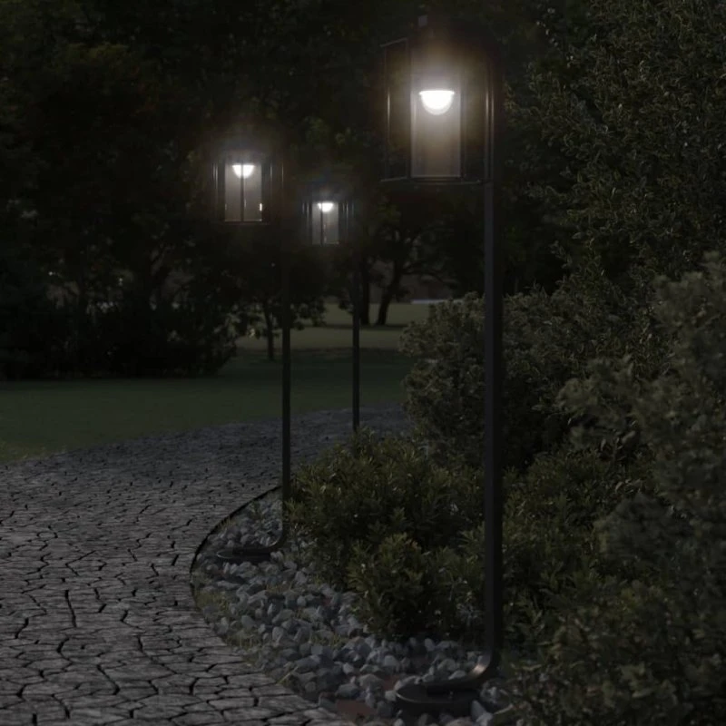 vidaXL udendørs standerlamper 3 stk. 100 cm, rustfrit stål/sort