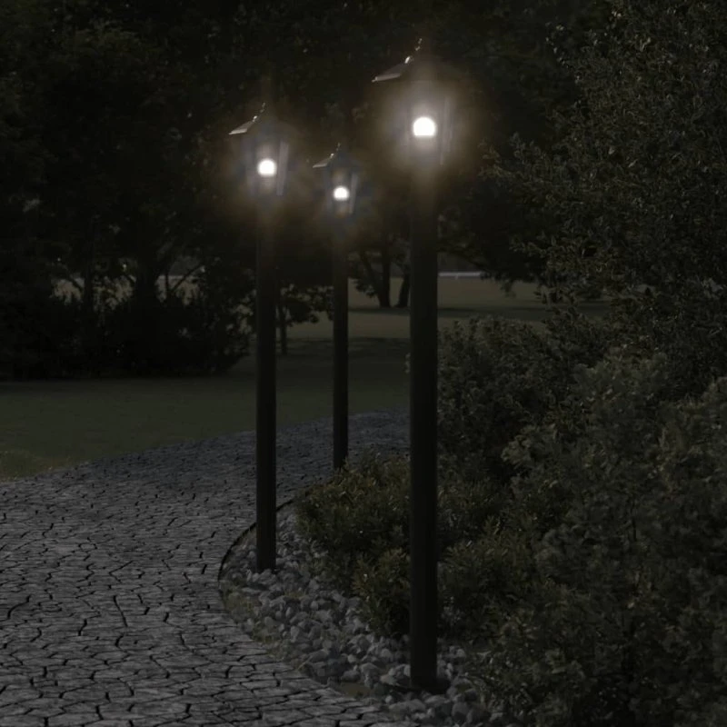 vidaXL udendørs standerlampe 120 cm rustfrit stål, sort