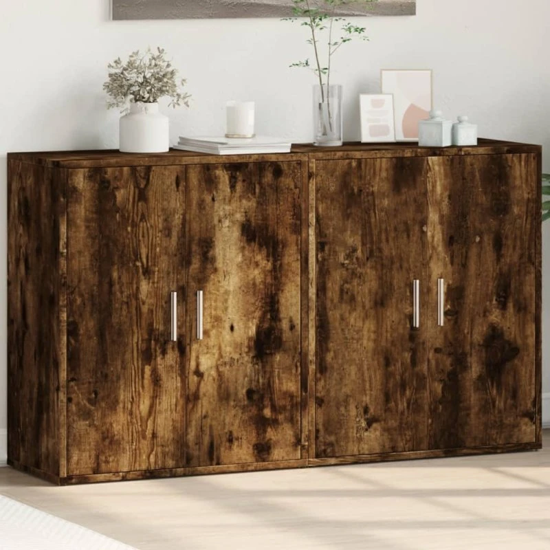 vidaXL skænke 2 stk. 60x31x70 cm konstrueret træ, røget eg