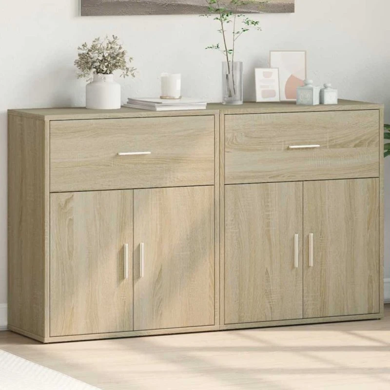 vidaXL Skænke 2 stk. 60x31x70 cm konstrueret træ Sonoma-eg