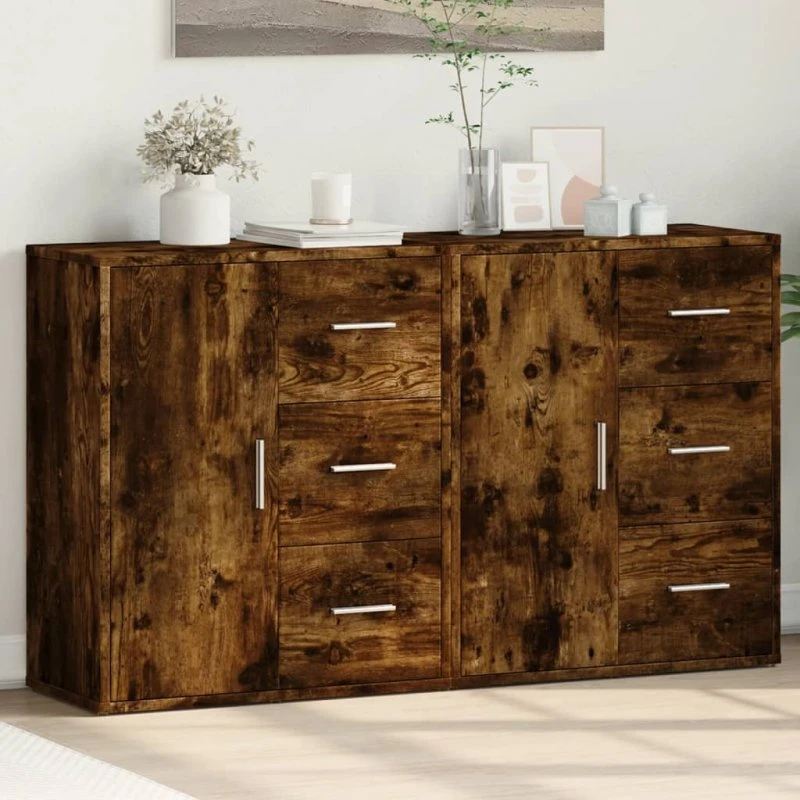 vidaXL Skænke 2 stk. 60x31x70 cm, konstrueret træ – Røget eg