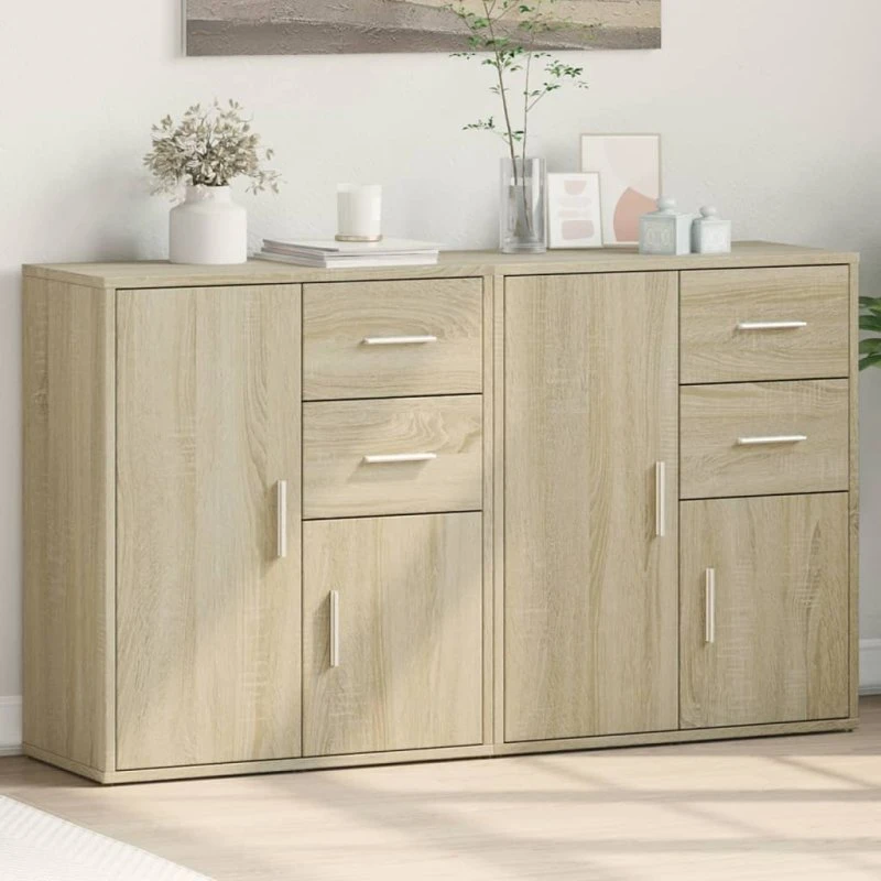 vidaXL skænke 2 stk. 60x31x70 cm konstrueret træ, sonoma-eg