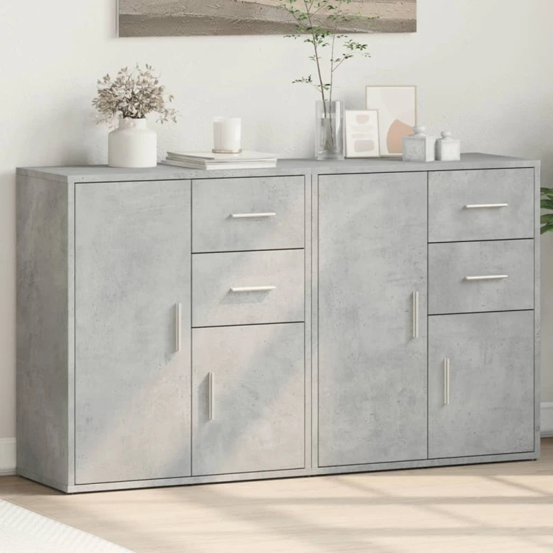 vidaXL Skænke 2 stk. 60x31x70 cm konstrueret træ, betongrå