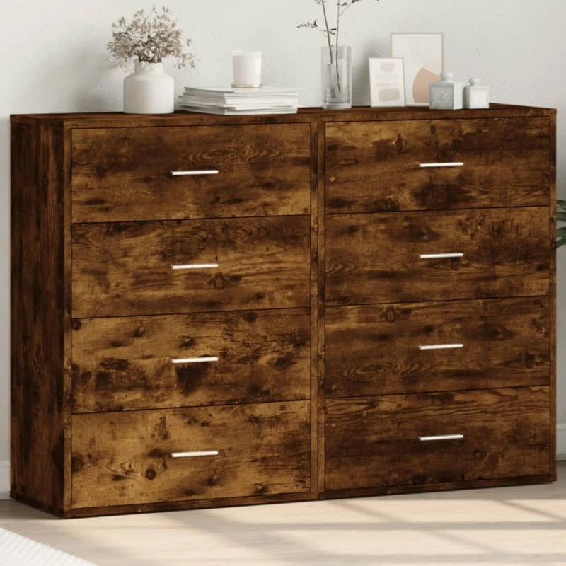 vidaXL kommoder 2 stk. 60x31x84 cm konstrueret træ, røget egetræ