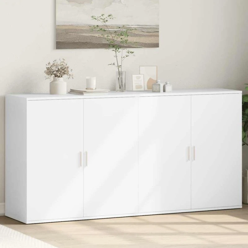 vidaXL Skænke 2 stk. 79x38x80 cm konstrueret træ hvid