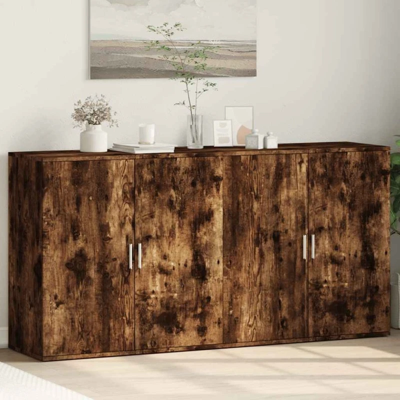 vidaXL Skænke 2 stk. 79x38x80 cm konstrueret træ, røget egetræ