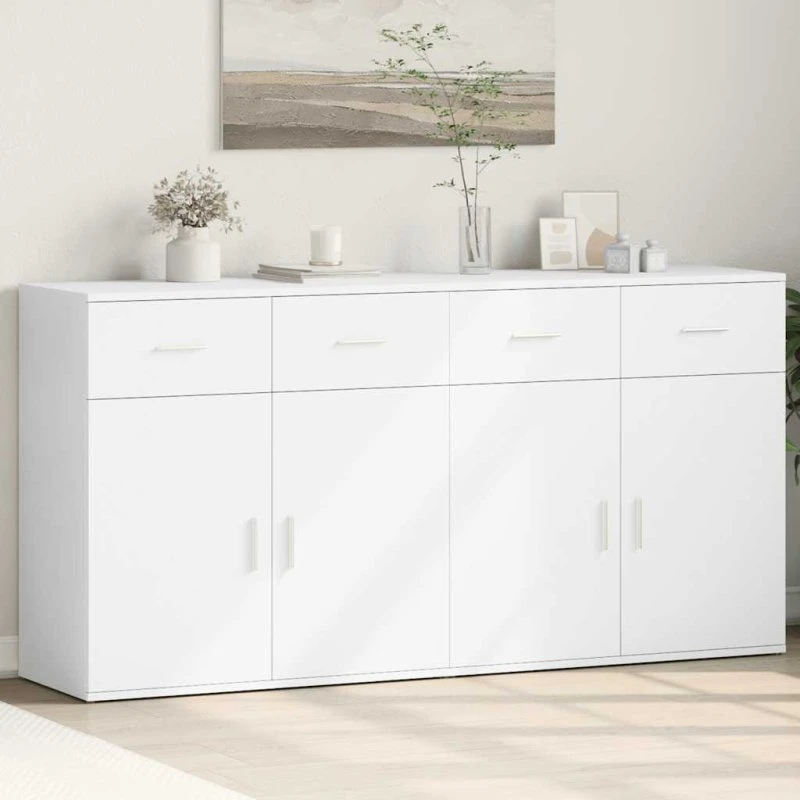 vidaXL Skænke 2 stk. 79x38x80 cm, konstrueret træ, hvid