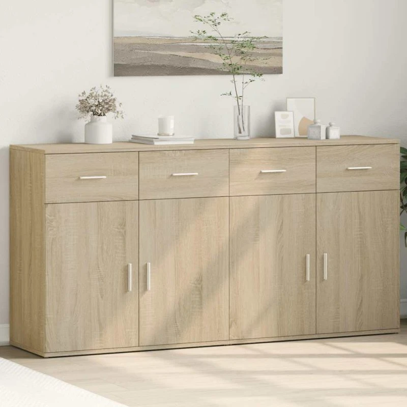 vidaXL Skænke 2 stk. 79x38x80 cm konstrueret træ Sonoma-eg