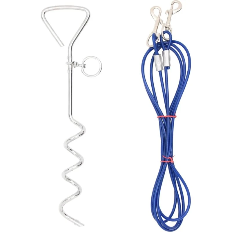 vidaXL hundeline med jordspyd 3 m