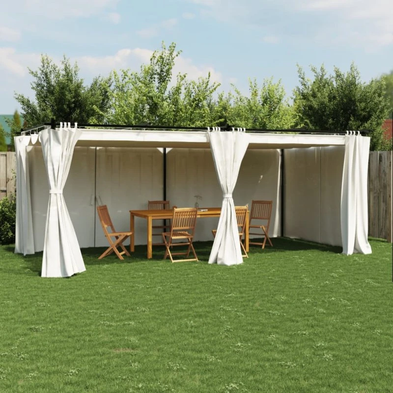 vidaXL pavillon 6x3 m med gardiner stål creme