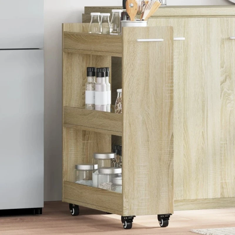 vidaXL skab på hjul 60x22x79 cm sonoma-eg